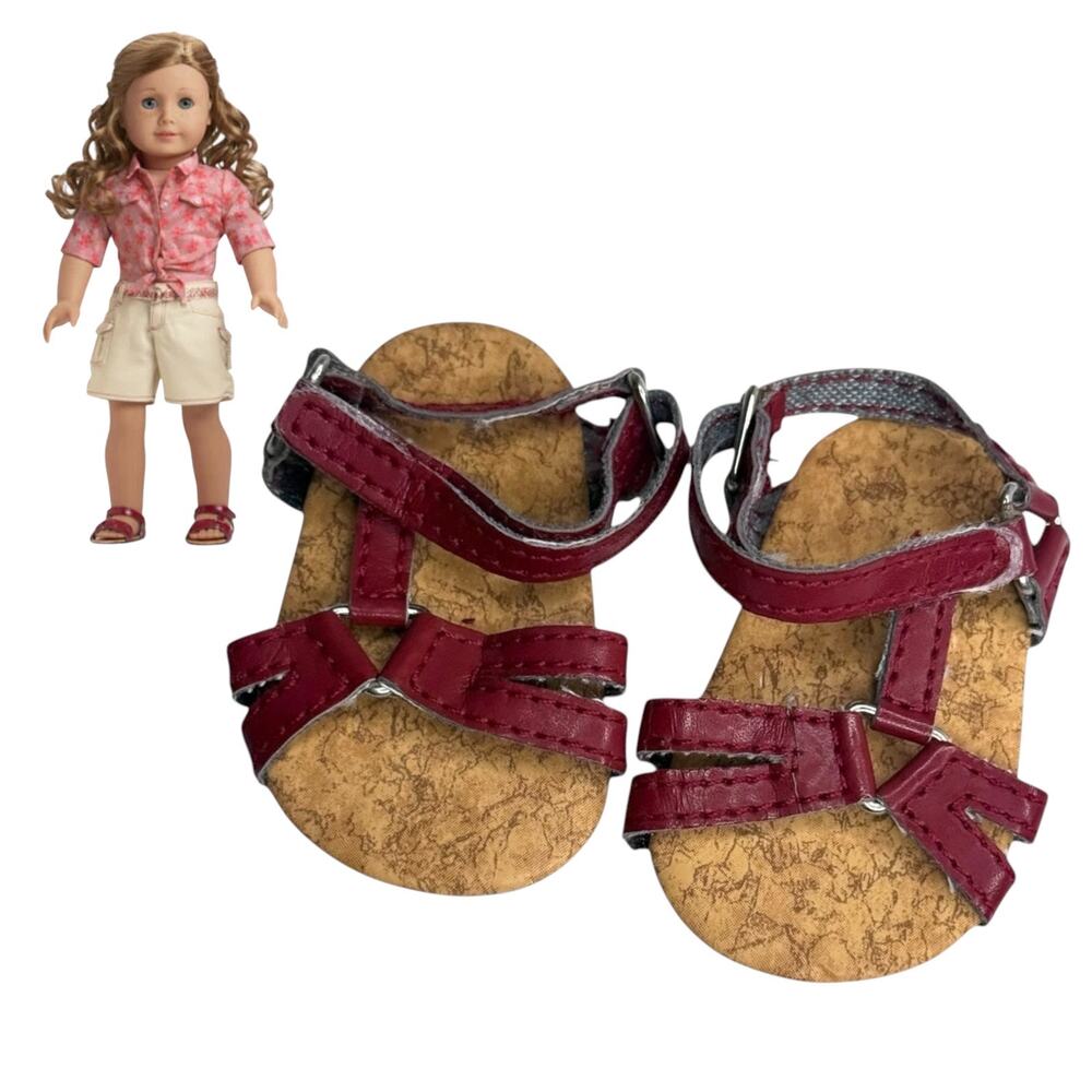 American Girl Nicki Doll Shoes Tie Top Shorts Accessories Cork Bed Strap Sandals